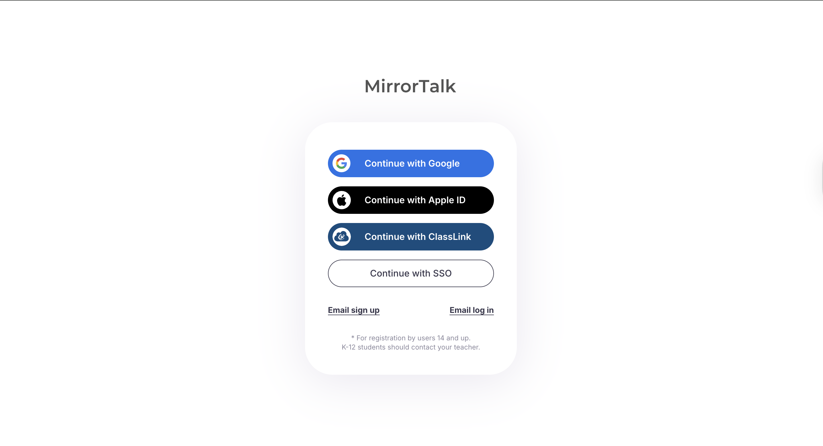 Log in to MirrorTalk Web