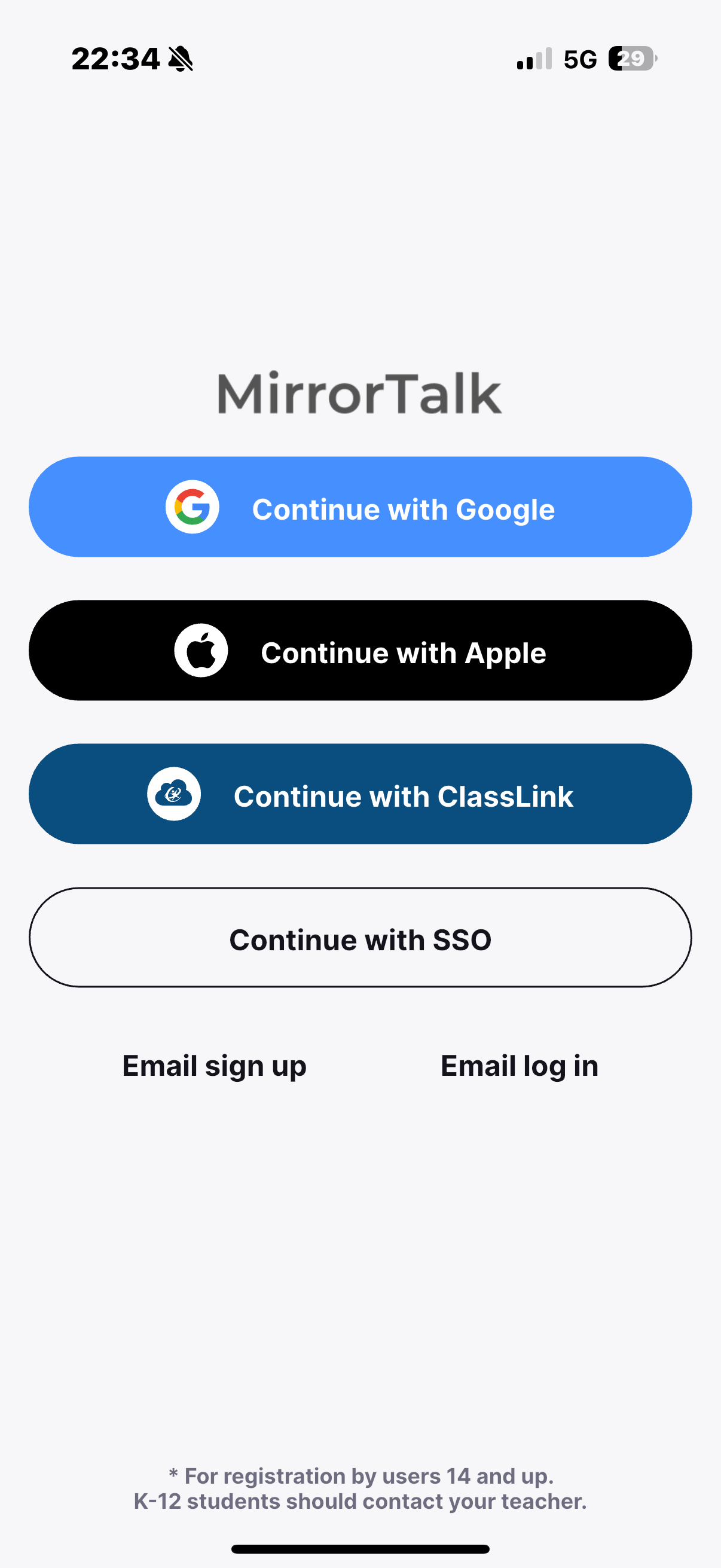 MirrorTalk App on iOS